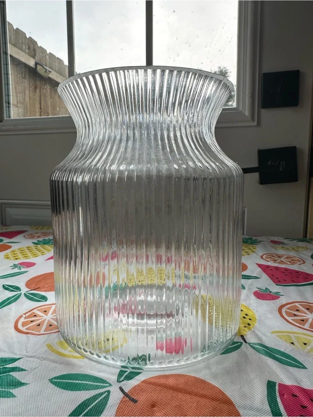 New Large Clear Ribbed Glass Vase
